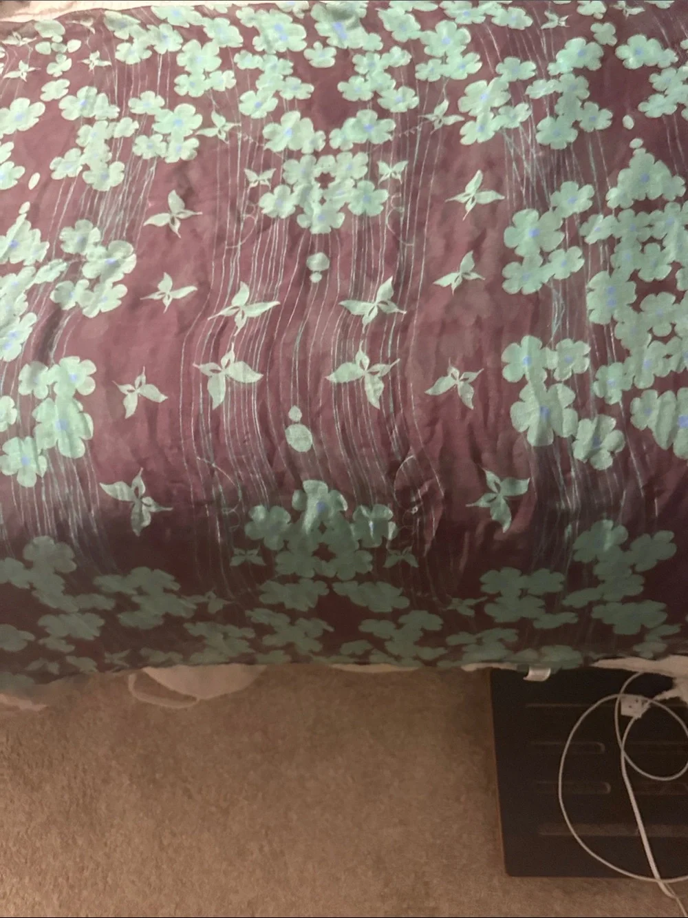 Floral Print Lightweight Scarf in Teal and Brown 70x39